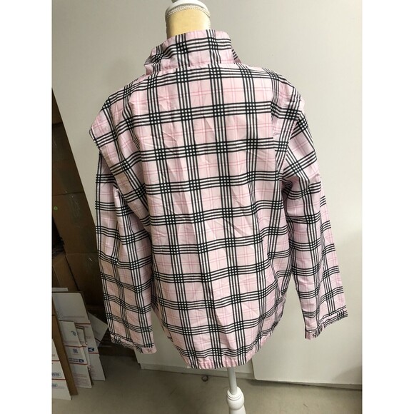 AW Golf Womens Pullover Windbreaker 1/4 Zip Collar Pink Plaid Mesh Lined Size 1X - Picture 3 of 9